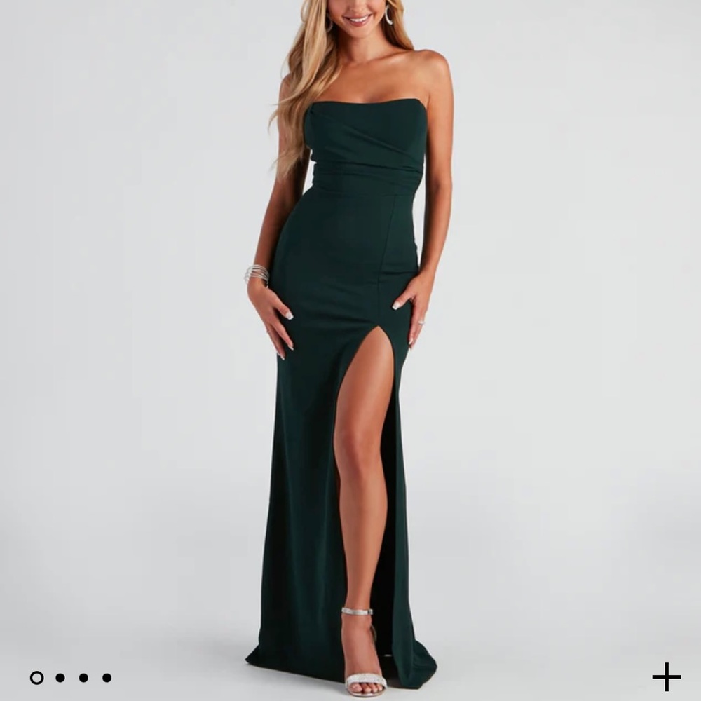 Green Strapless Prom Dress